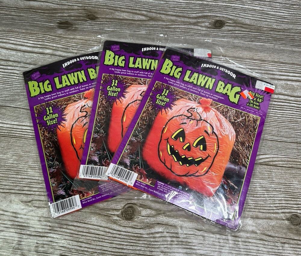 Lot Of 3 Fun World Indoor & Outdoor Halloween Pumpkin Big Lawn Bags New Sealed